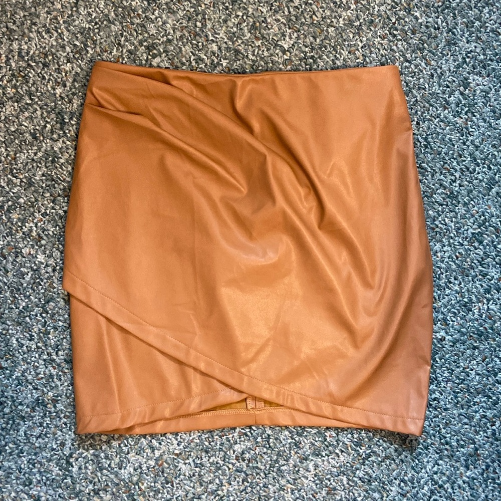 Brown leather skirt